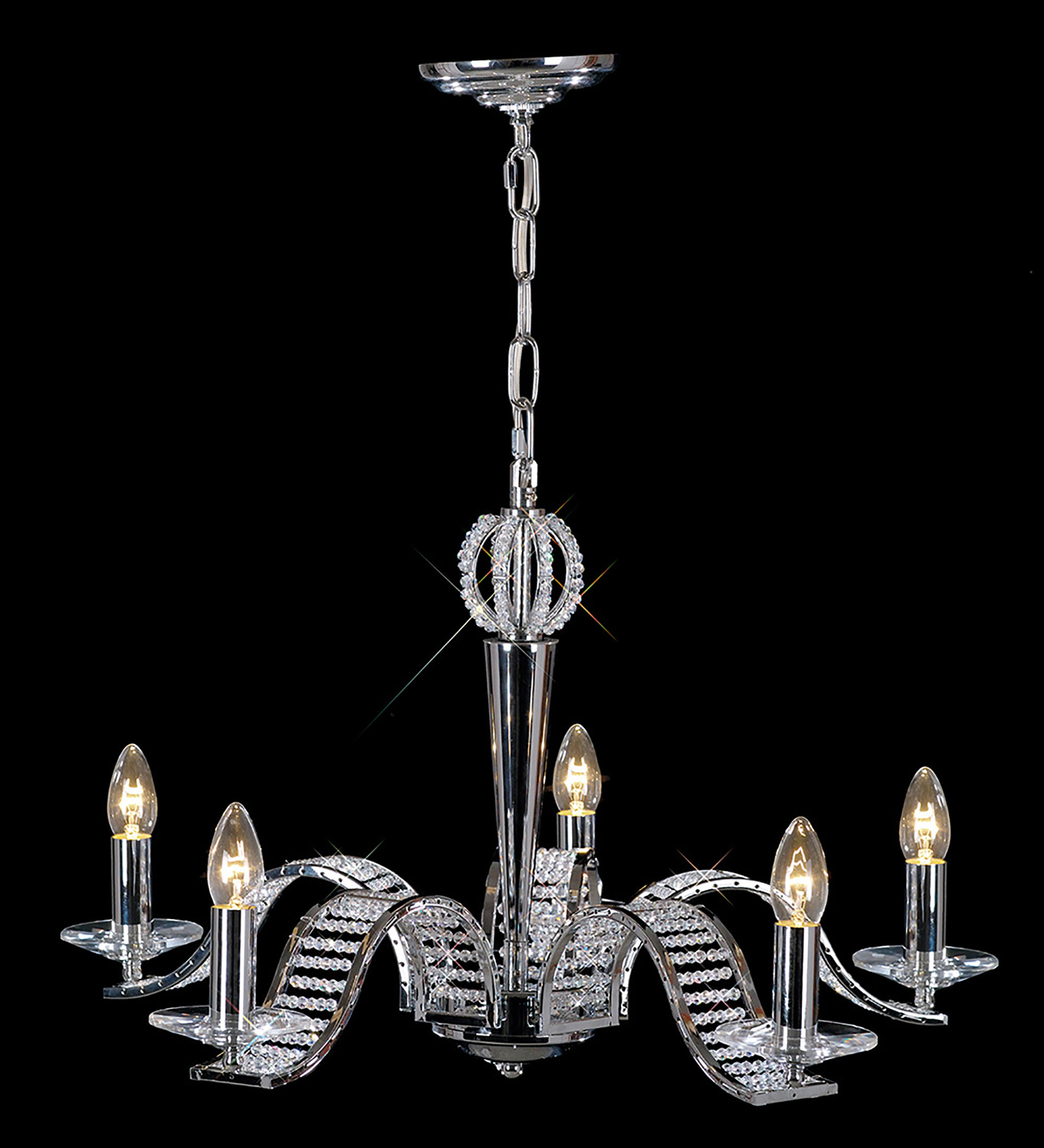 IL30345  Niobe Crystal Pendant 5 Light Polished Chrome